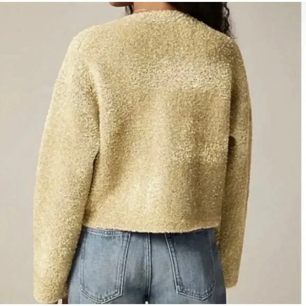 J. Crew Women's Oversized Double-faced Cardigan Metallic Jacket Gold Size S NWT